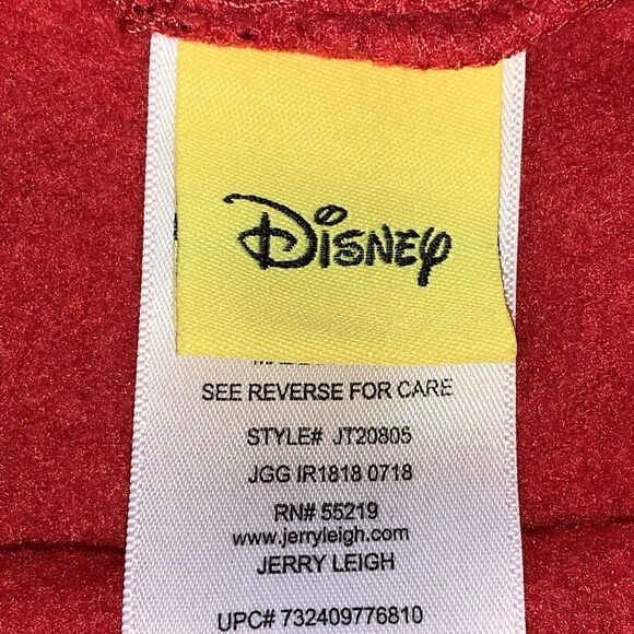 Disney Mickey Mouse Red Pullover Hoodie Jerry Leigh Polyester Hemless LARGE EUC - Picture 9 of 10